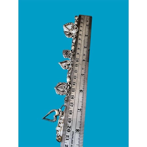 Brighton Retired "L'amore" Collection Multi-Heart Textured Charm Silver bracelet - Picture 3 of 6